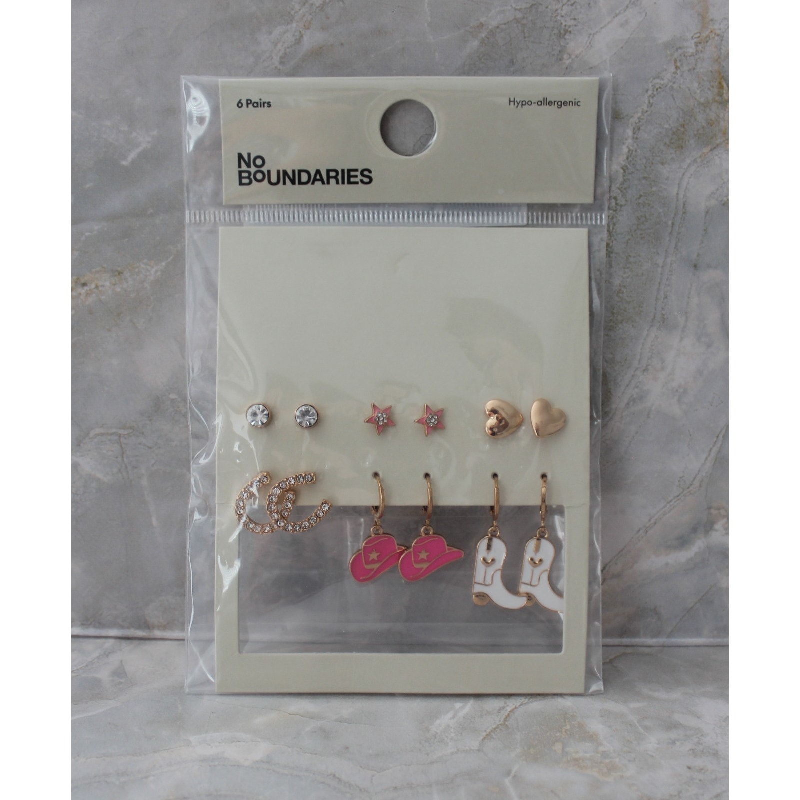 No Boundaries Womens Cowgirl Chic Earrings Set 6-Pack New